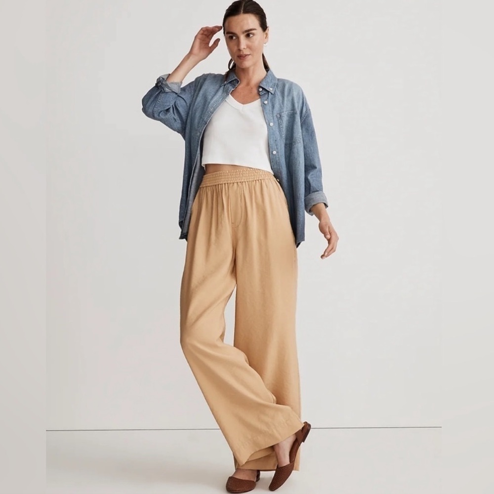 Madewell Carley Wide Leg Summer Vacation Casual Pants Tan Size LP